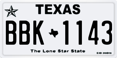 TX license plate BBK1143