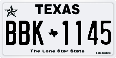 TX license plate BBK1145