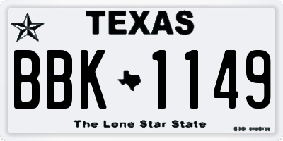 TX license plate BBK1149