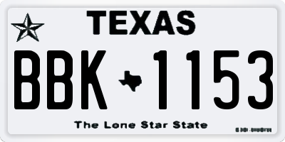 TX license plate BBK1153