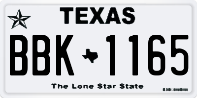 TX license plate BBK1165
