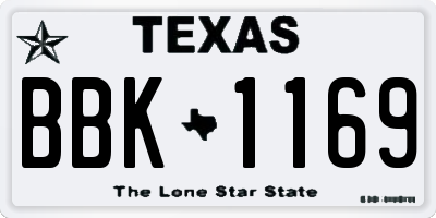 TX license plate BBK1169