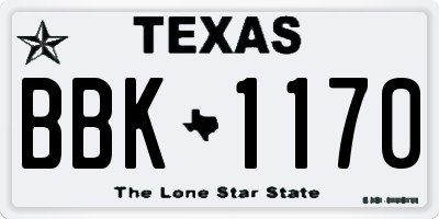 TX license plate BBK1170