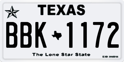 TX license plate BBK1172