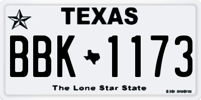 TX license plate BBK1173