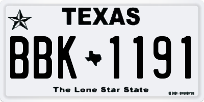 TX license plate BBK1191