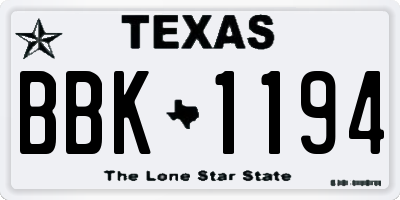 TX license plate BBK1194