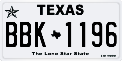 TX license plate BBK1196