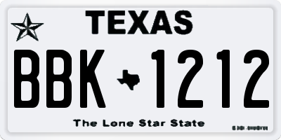 TX license plate BBK1212