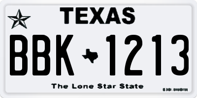 TX license plate BBK1213