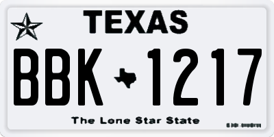 TX license plate BBK1217