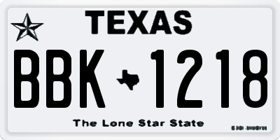 TX license plate BBK1218