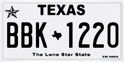 TX license plate BBK1220