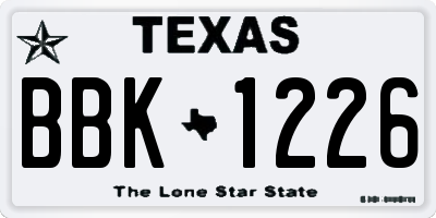 TX license plate BBK1226
