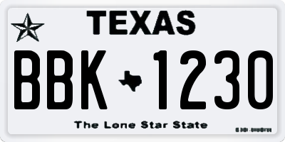 TX license plate BBK1230
