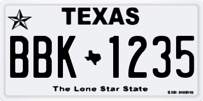 TX license plate BBK1235