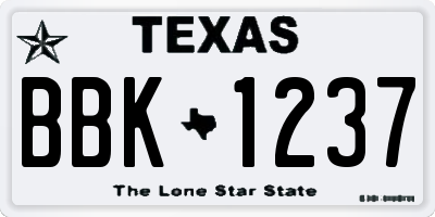 TX license plate BBK1237