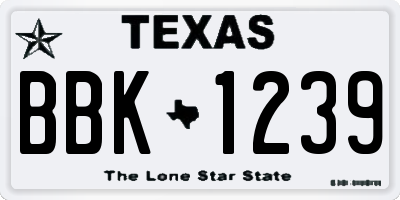 TX license plate BBK1239