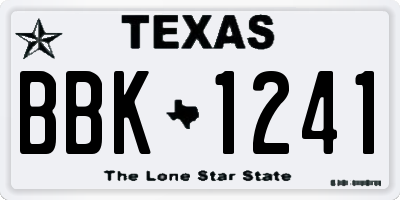 TX license plate BBK1241