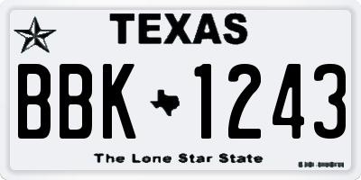 TX license plate BBK1243