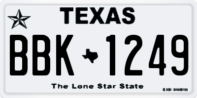 TX license plate BBK1249