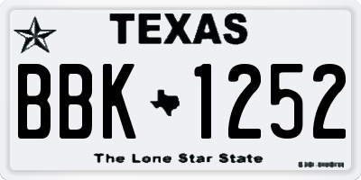 TX license plate BBK1252