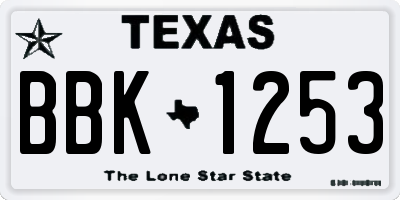 TX license plate BBK1253