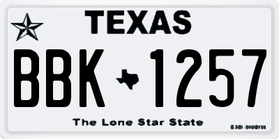 TX license plate BBK1257