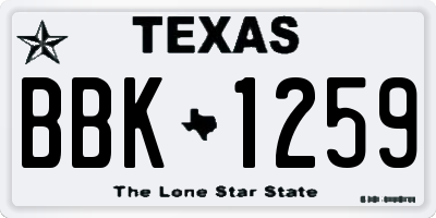 TX license plate BBK1259