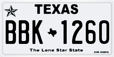 TX license plate BBK1260