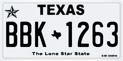 TX license plate BBK1263