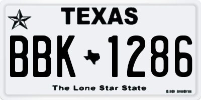 TX license plate BBK1286