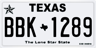 TX license plate BBK1289