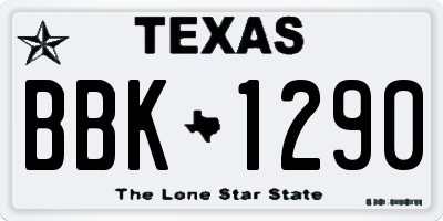 TX license plate BBK1290