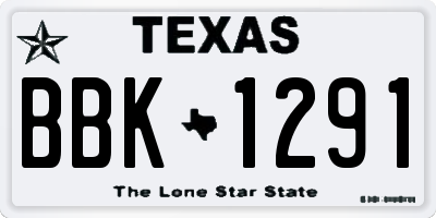 TX license plate BBK1291