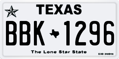 TX license plate BBK1296