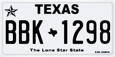 TX license plate BBK1298