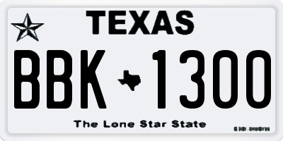 TX license plate BBK1300