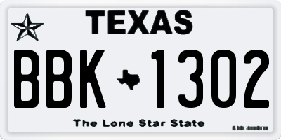 TX license plate BBK1302