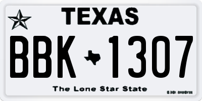 TX license plate BBK1307