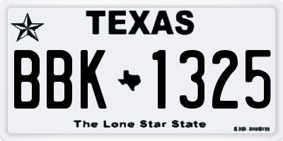 TX license plate BBK1325