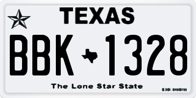 TX license plate BBK1328