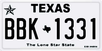 TX license plate BBK1331