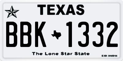 TX license plate BBK1332