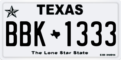 TX license plate BBK1333