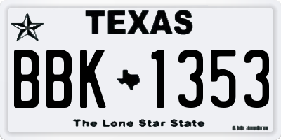 TX license plate BBK1353