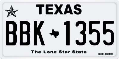 TX license plate BBK1355