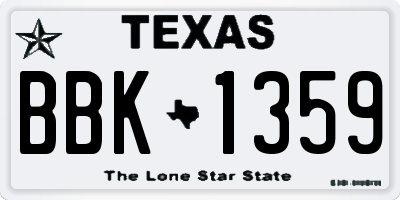 TX license plate BBK1359