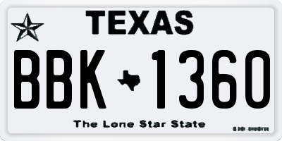 TX license plate BBK1360