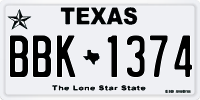 TX license plate BBK1374